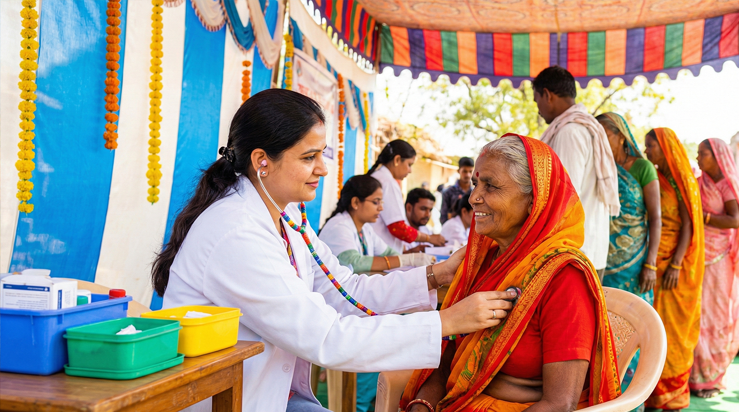 ग्रामीण स्वास्थ्य शिविर एवं निःशुल्क चिकित्सा - बंगसमाज वेलफेयर फाउंडेशन